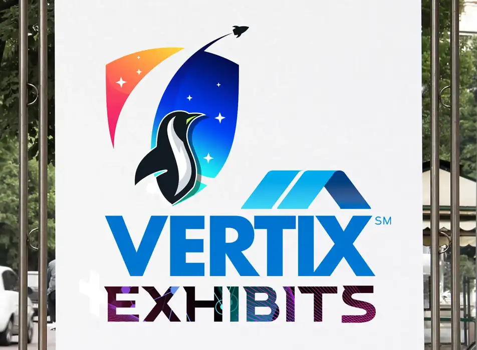 Custom logo designed for Vertix Exhibits, extending the Vertix Builders brand into the exhibitions and display industry.