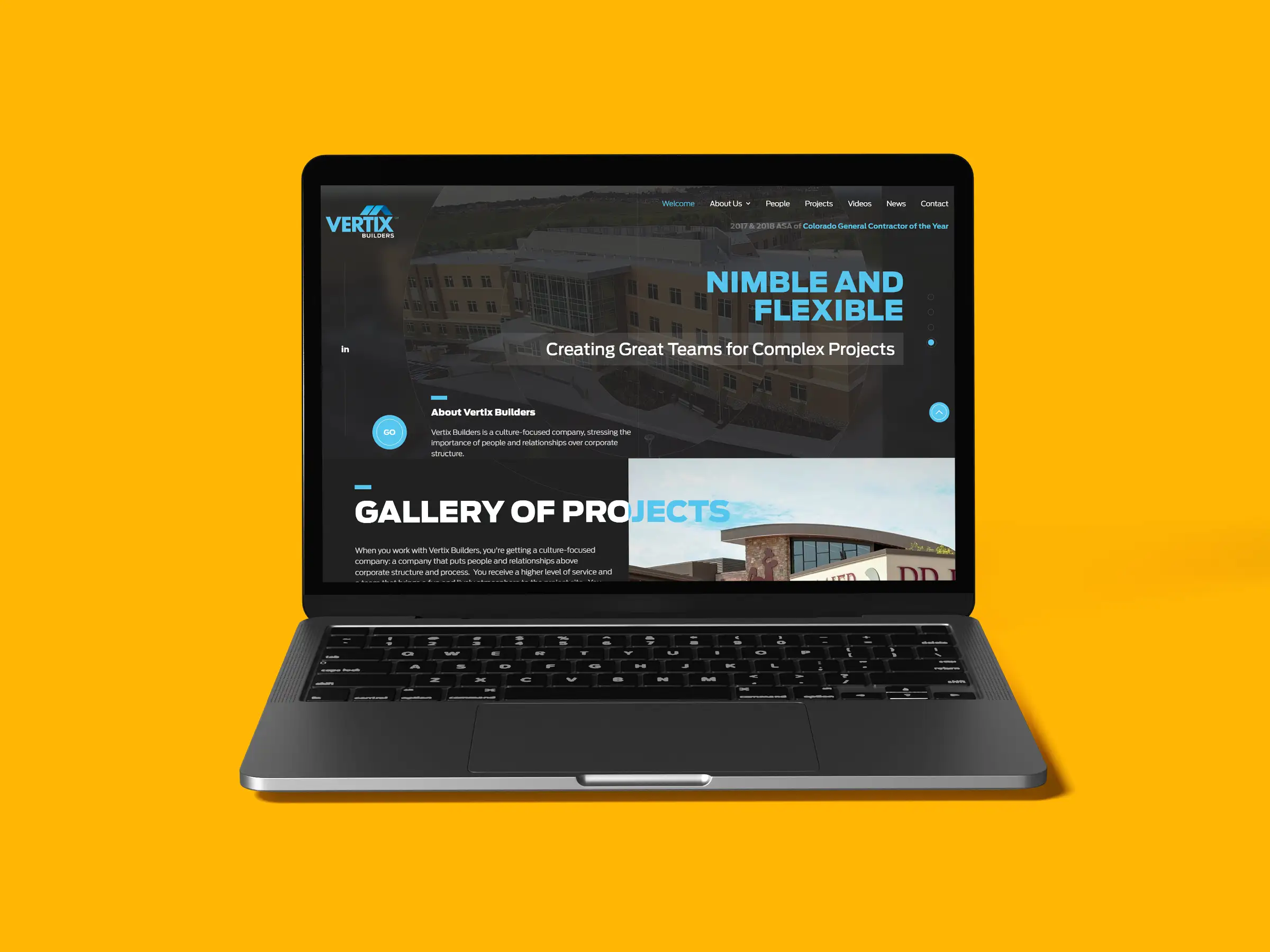 Website for Vertix builders- a Colorado construction company.