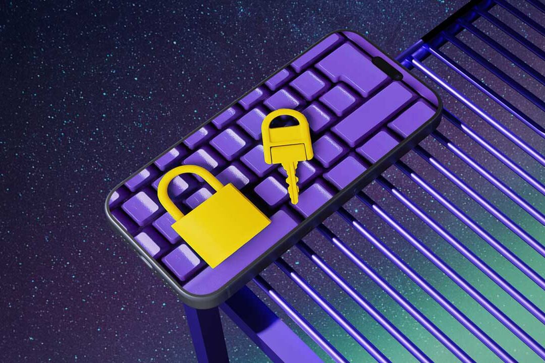 Padlock icons on a keyboard representing secure passwords and account protection