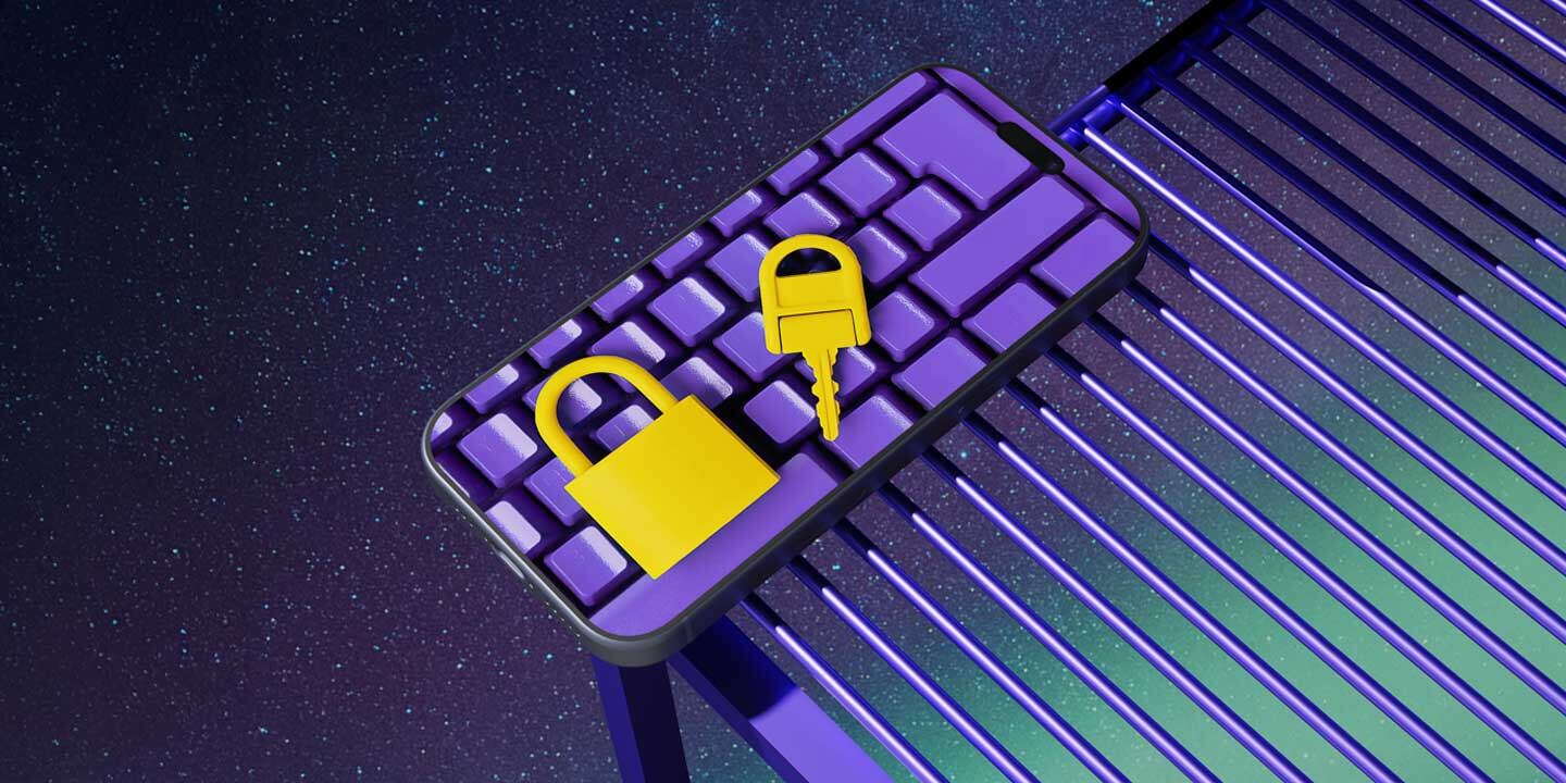 Padlock icons on a keyboard representing secure passwords and account protection