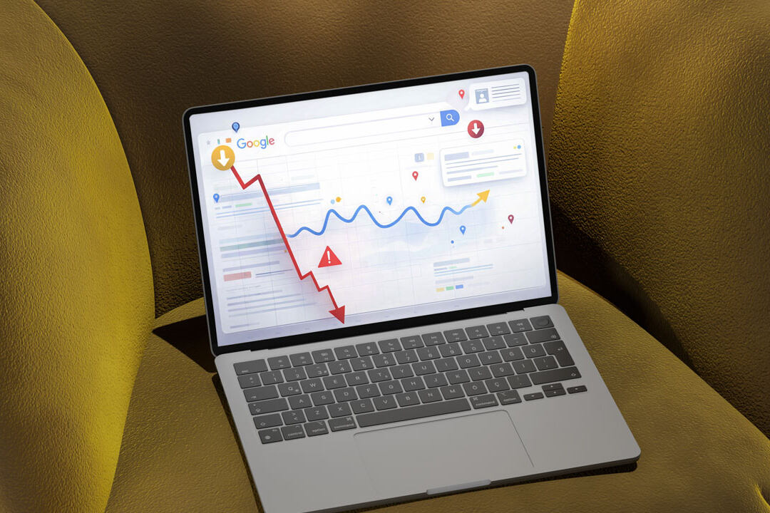 SEO ranking graph showing difference between a sharp drop and gradual recalibration