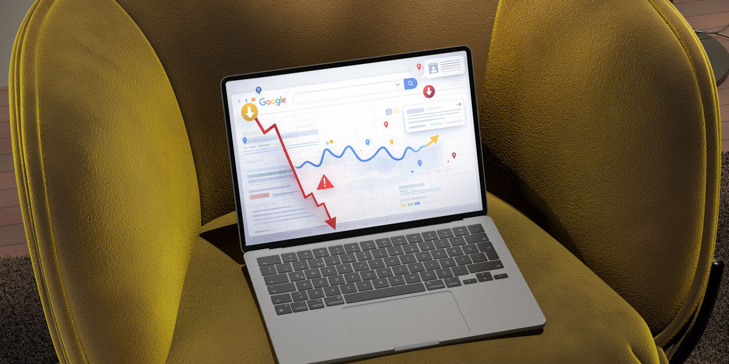 SEO ranking graph showing difference between a sharp drop and gradual recalibration