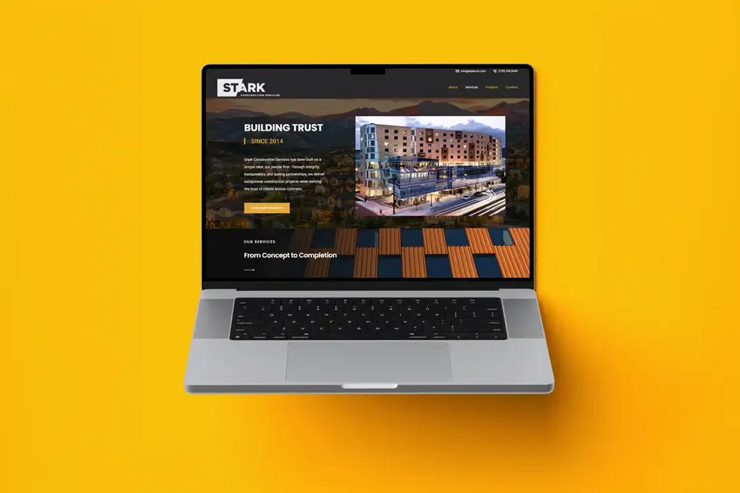 Stark Construction website design by Big Orange Planet