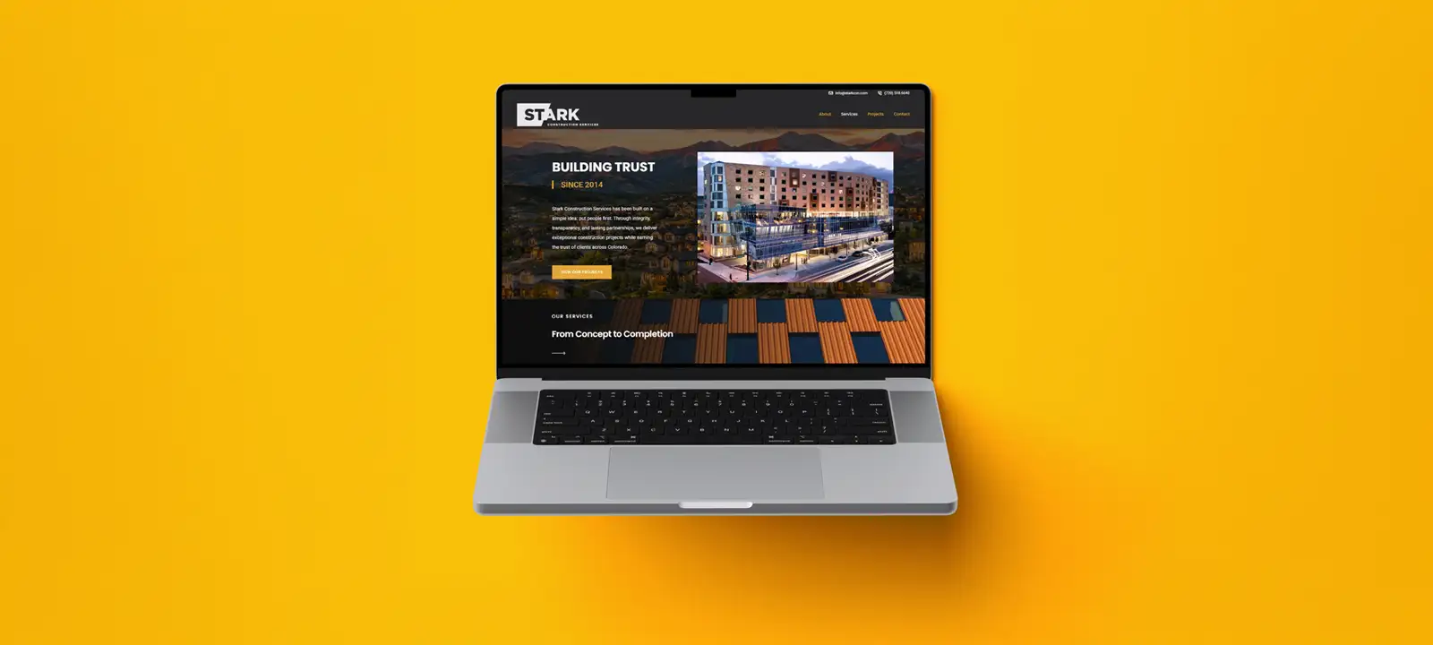 Stark Construction website design by Big Orange Planet