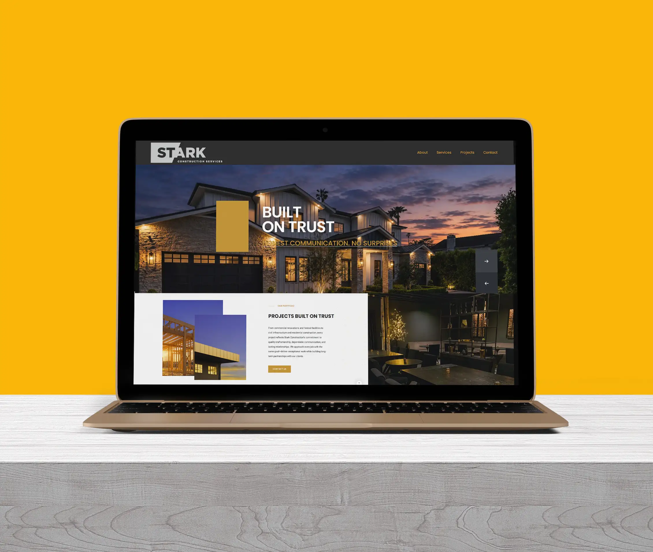Stark Construction website design by Big Orange Planet
