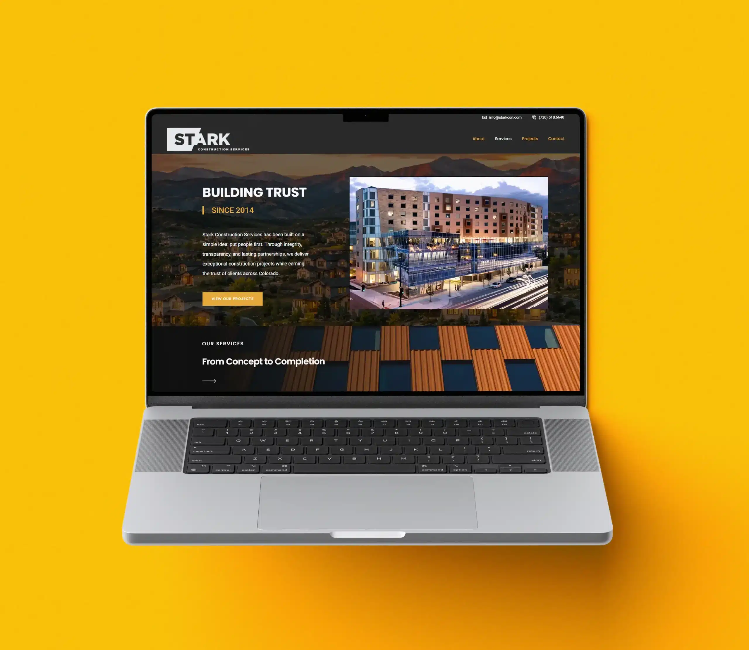 Stark Construction website design by Big Orange Planet