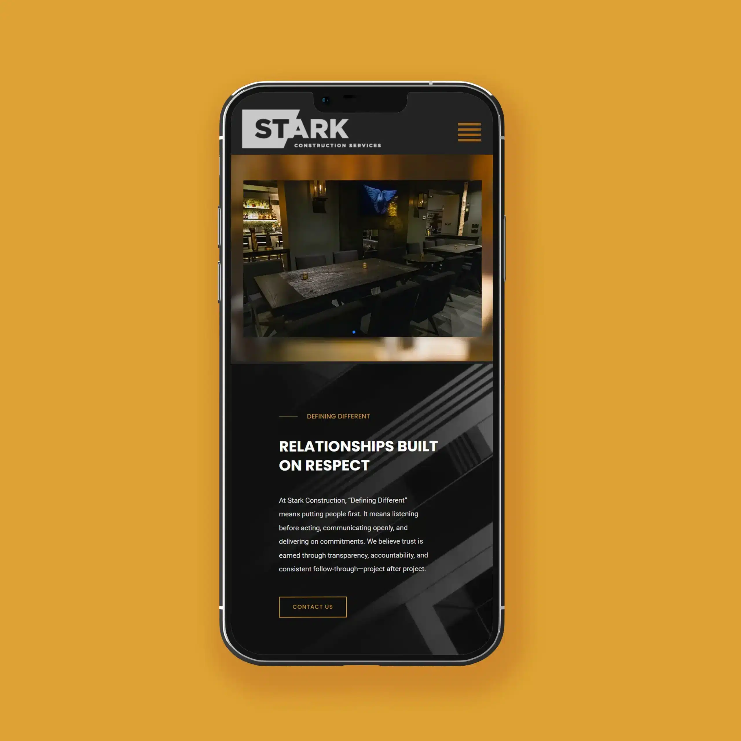 Stark Construction mobile website design