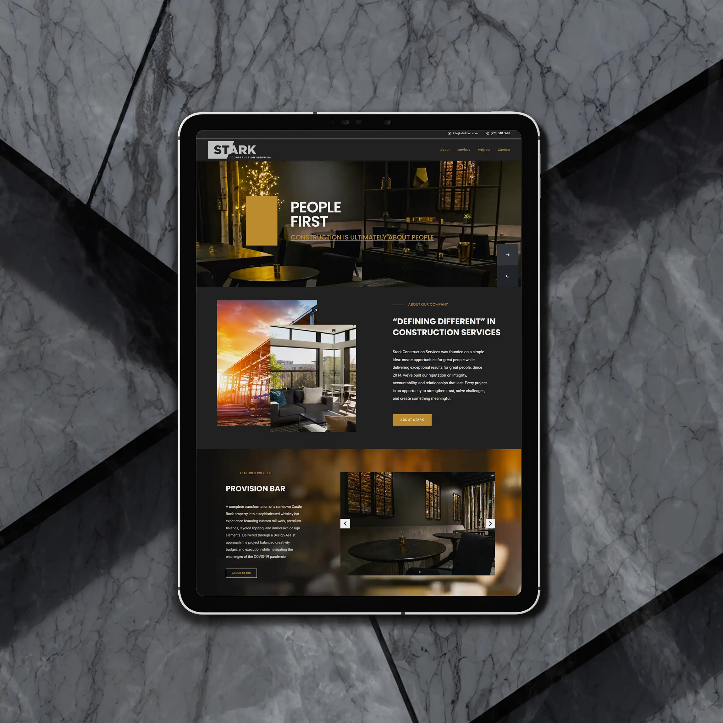 Custom Stark Construction web design