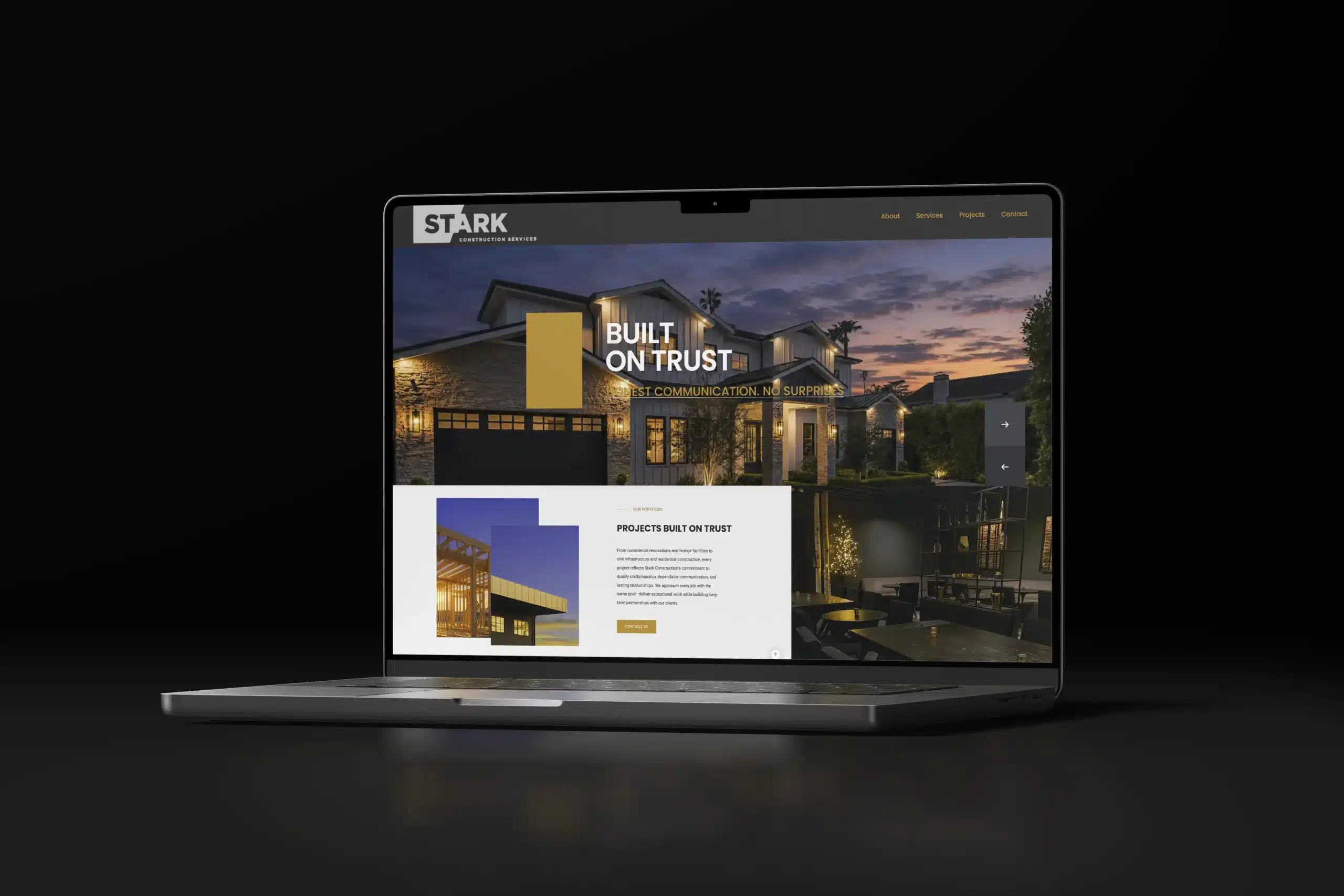 Stark Construction website design by Big Orange Planet