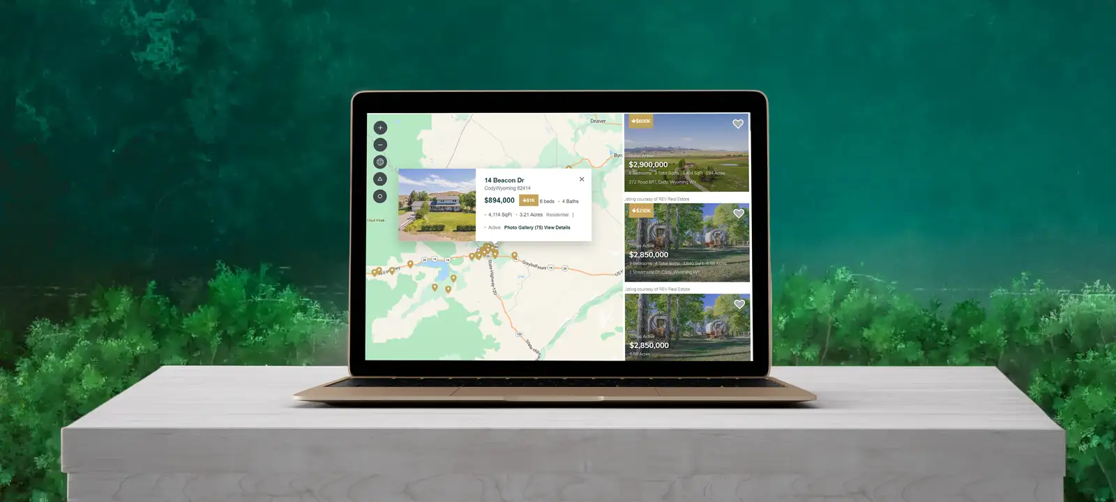 Custom IDX Broker property popup designed for the REV Real Estate website