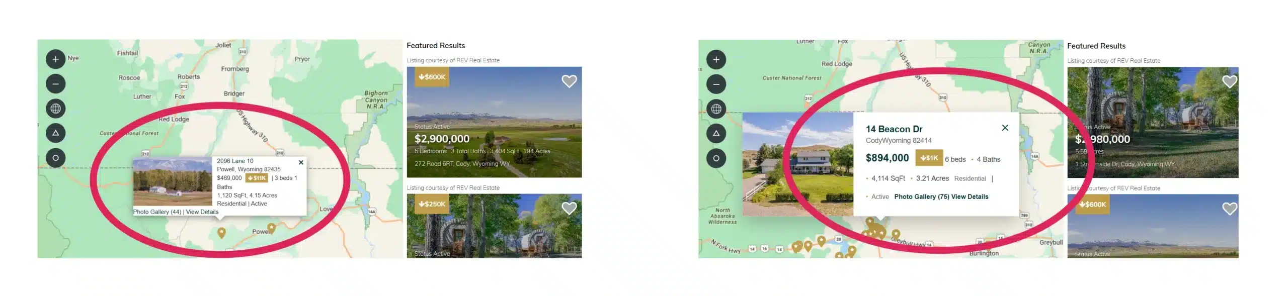 IDX Broker property popup before and after custom styling